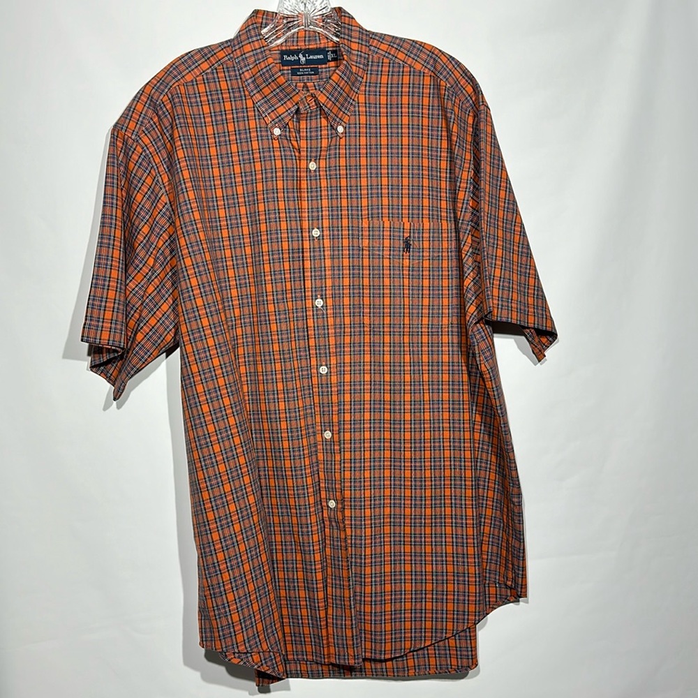 Ralph Lauren Plaid Check Mens Short Sleeve Button Down Shirt - XL